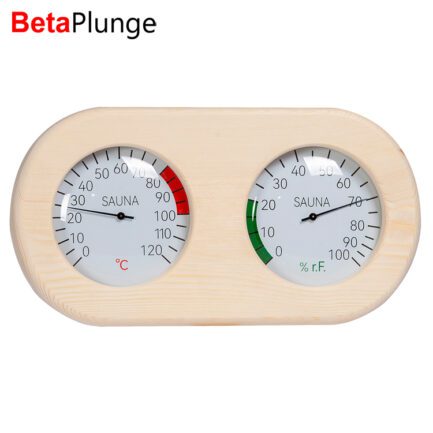 Oval Pine Wooden Sauna Thermometer & Hygrometer