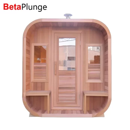 Canadian Red Cedar Square Outdoor Barrel Sauna Room