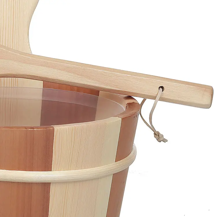 Wooden sauna barrel detail