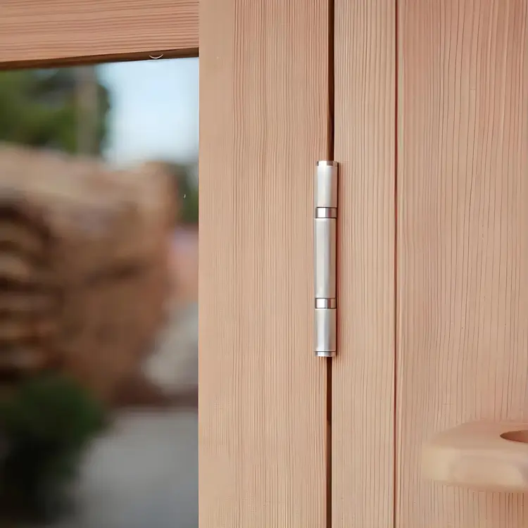 Wooden sauna door detail